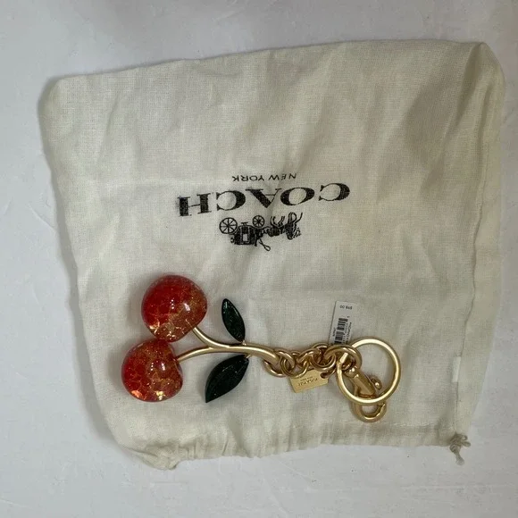 NEW WITH TAGS COACH SIGNATURE CHERRY BAG CHARM PINK - Picture 10 of 11